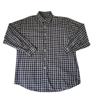 Gitman Bros Plaid Button Down Shirt L Navy Red Check Made in USA Cotton